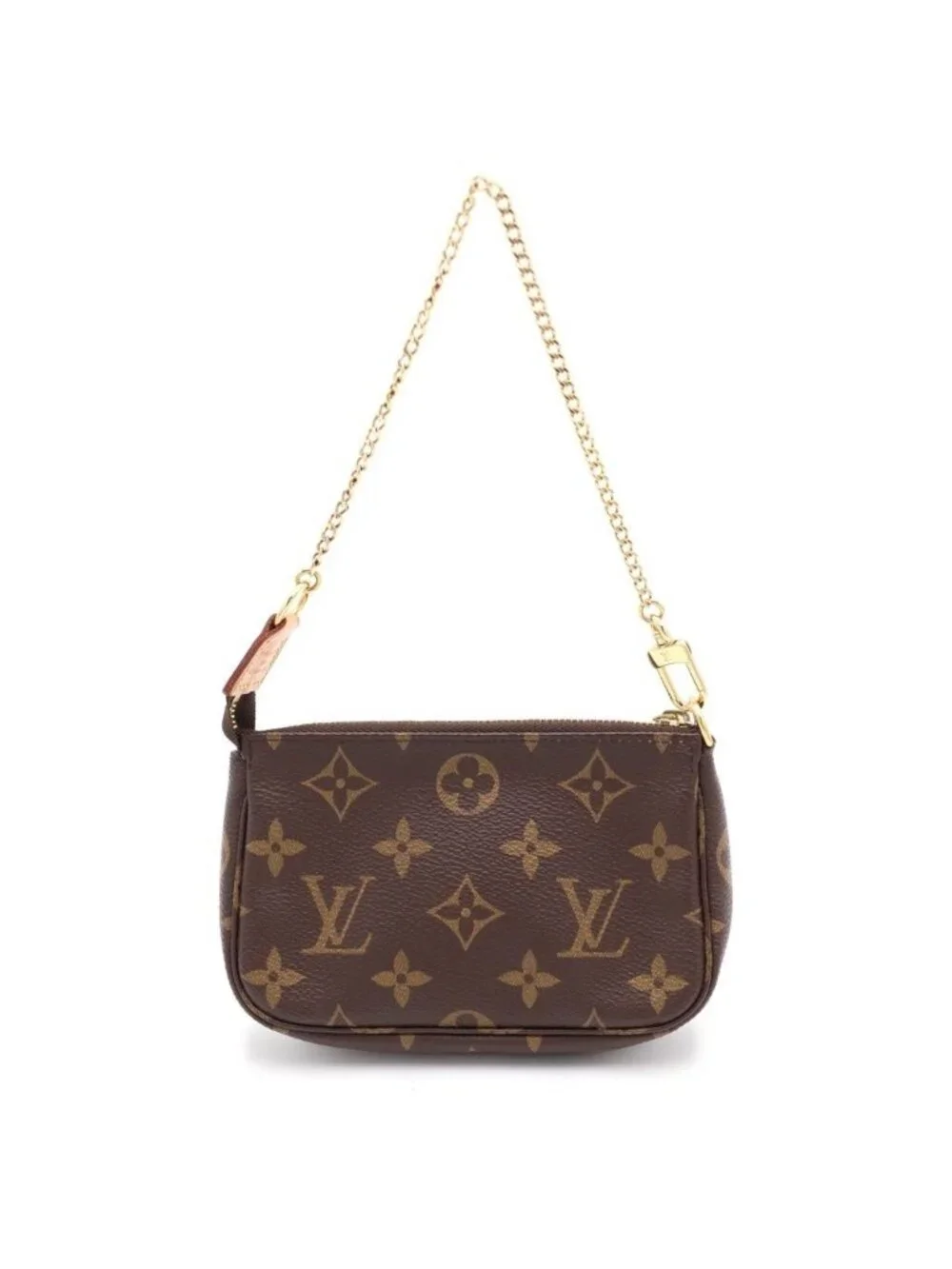 Louis Vuitton Monogram Mini Pochette Mini Handbag Pouch Brown Gold